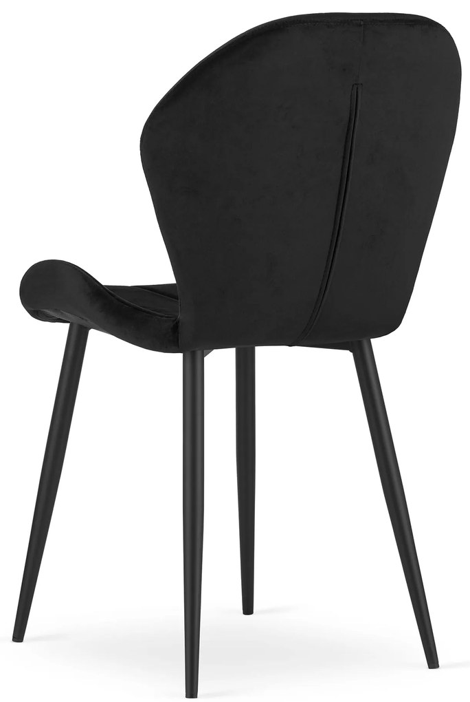 Scaun de masa din catifea negru cu picioare negre, TERNI