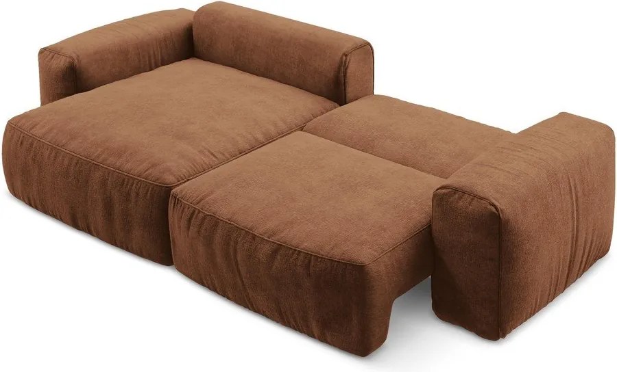 Colțar teracotă extensibil cu tapițerie din chenille (cu colț pe partea stângă/cu șezlong) Kuki – Makamii