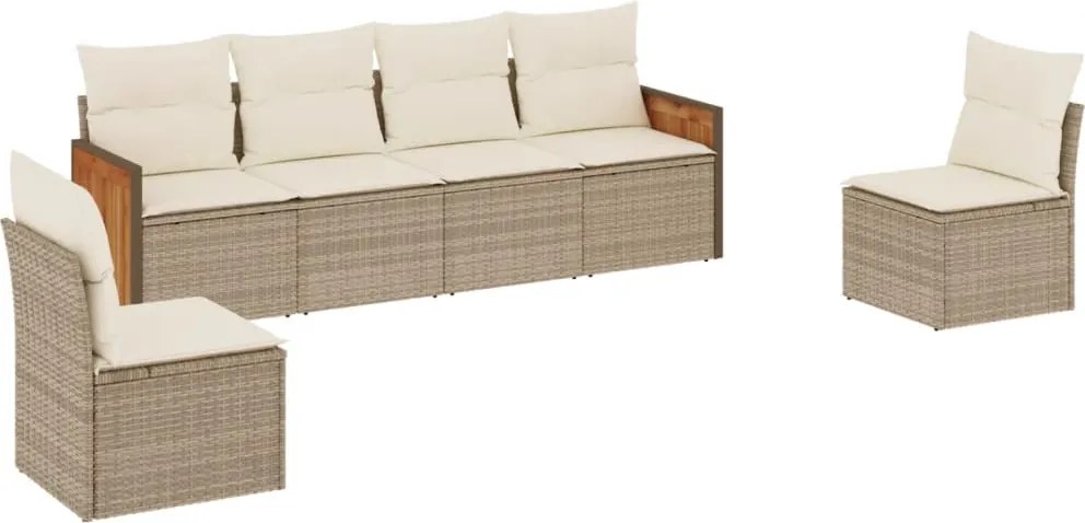 vidaXL Set canapele de grădină cu perne, 6 piese, bej, poliratan