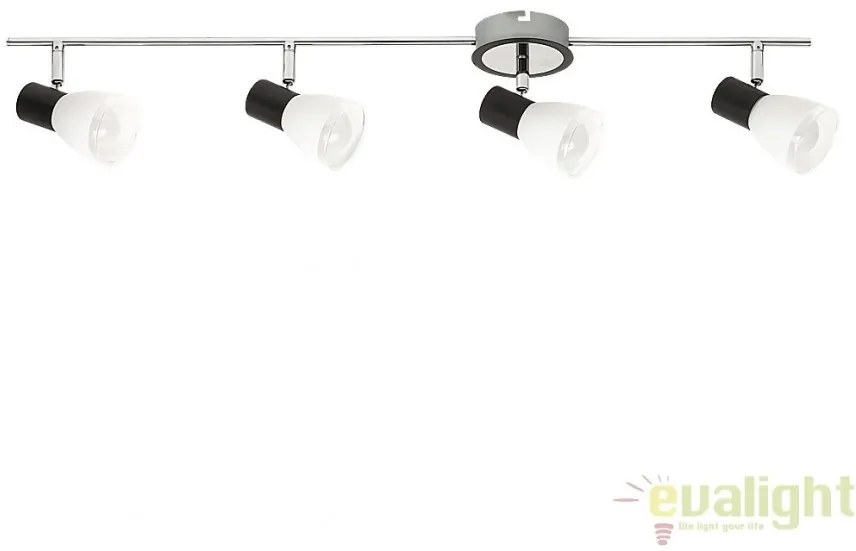 Plafoniera cu 4 spoturi, design modern, finisaj negru/crom, Ati 5979 RX