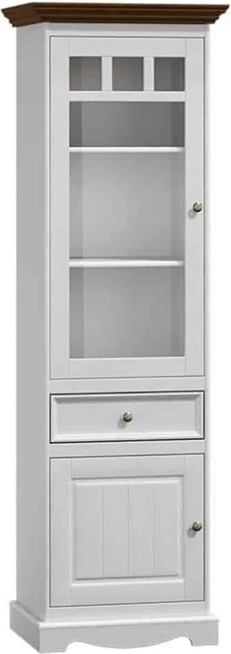 Vitrină lemn masiv nuc Linea Alb-, 60 × 45 × 190 cm