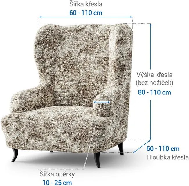Gaico Huse bielastice MARMO bej fotoliu clasic (l. 60 - 110 cm)