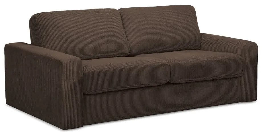 Canapea maro extensibilă cu tapițerie din catifea reiată 195 cm Nona – Makamii