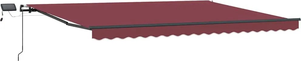 vidaXL Copertina retractabilă manual cu LED-uri, vișiniu, 400x300 cm