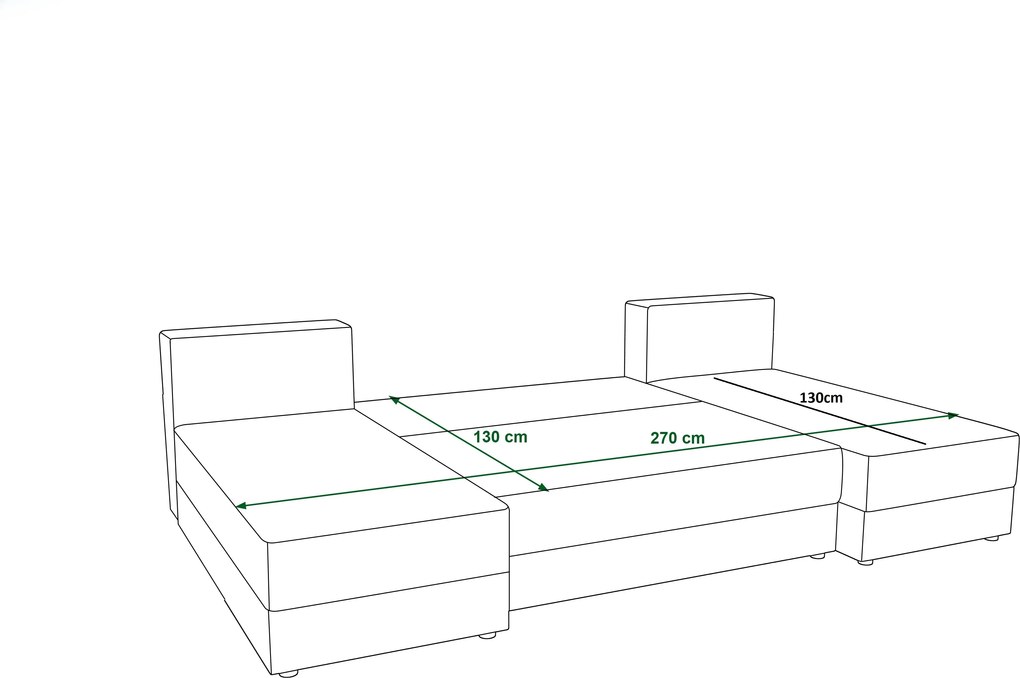 Coltar extensibil in forma de U LIVARO 305x140 cm, gri deschis