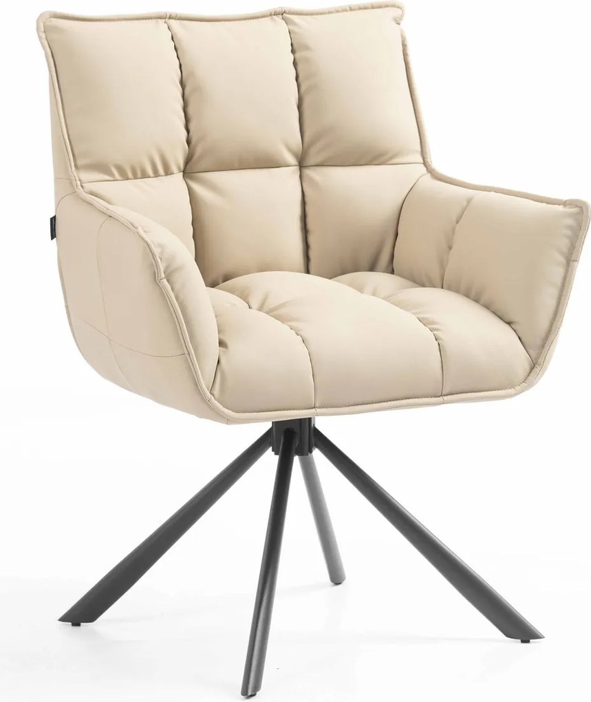 HR560 BAZĂ STEA Scaun Crem Piele Ecologica Premium Soft cu Bază Neagră