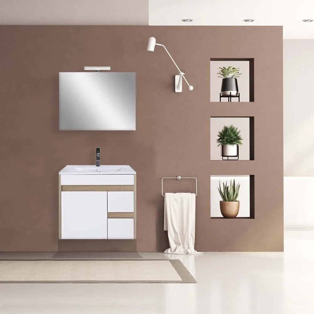 Mobilier complet de baie Luna Prime 60, stejar Sonoma-alb