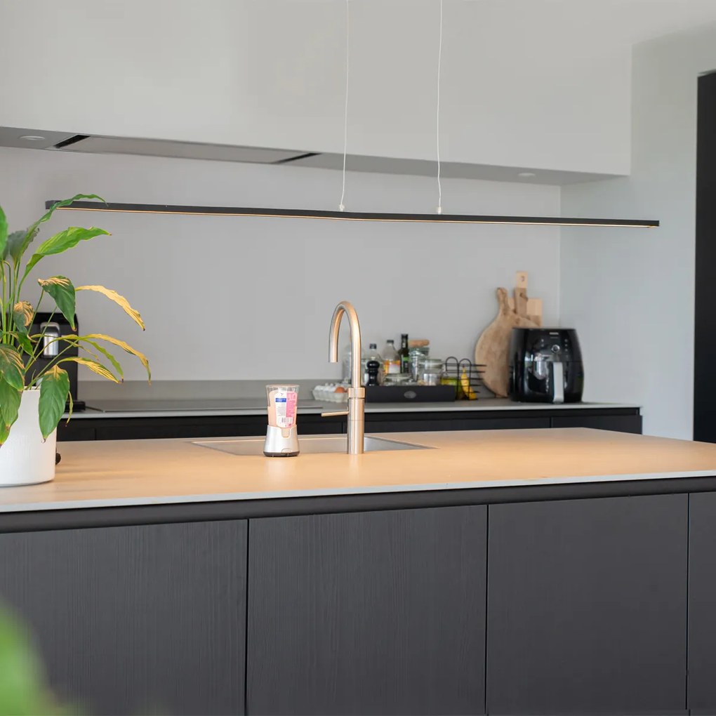 Lampă modernă suspendată neagră 150 cm cu LED inclus - Banda