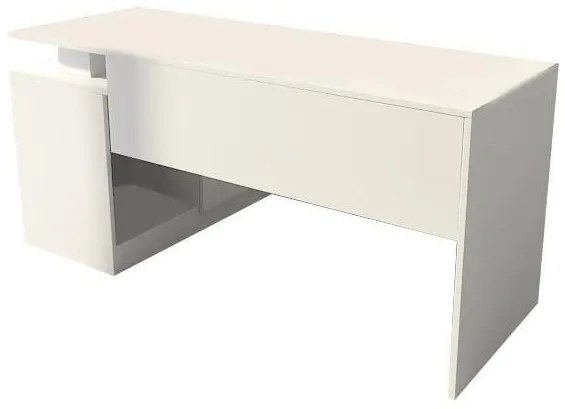 Birou Basak cu 2 Usi si Raft, Alb, 130 x 74 x 105 cm