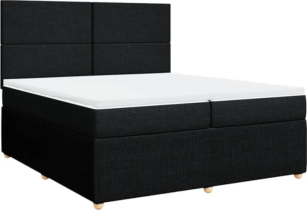 vidaXL Pat box spring cu saltea, negru, 200x200 cm, textil