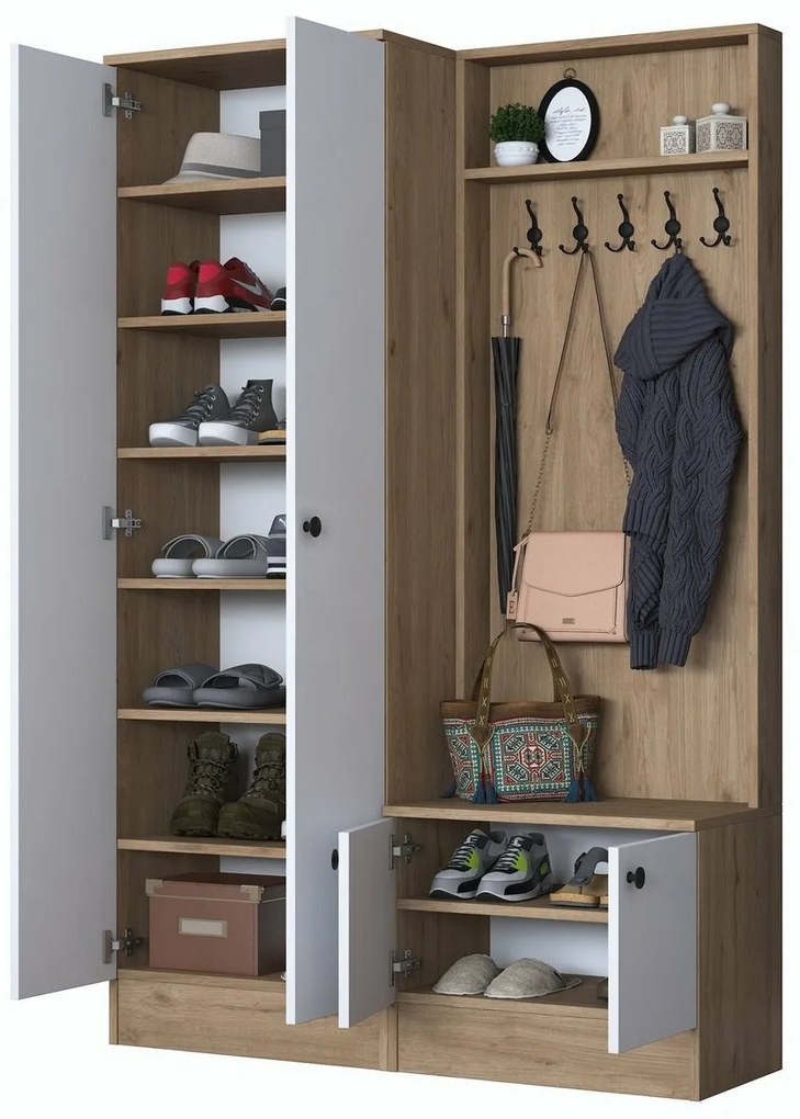 Set de hol Pone White and Walnut II