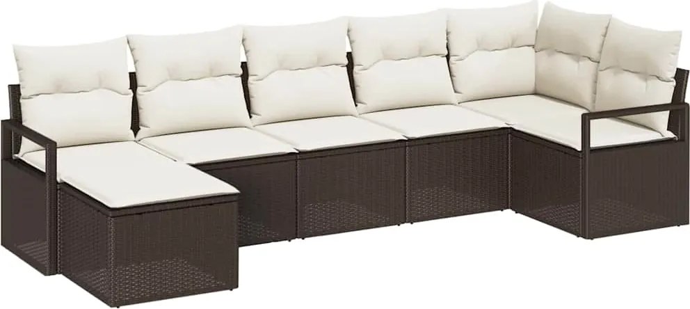 vidaXL Set de canapea 7 pcs Maro poliratan