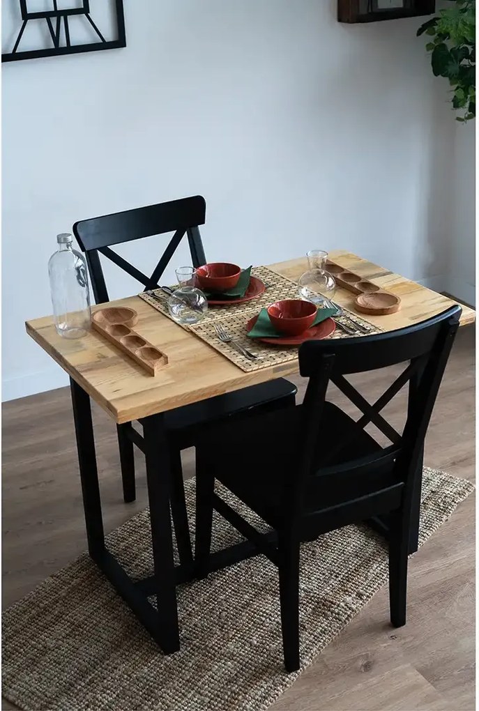 Masa bucatarie  lemn.seria wood A-620,pin natur-negru,100x59x75 cm, 30103