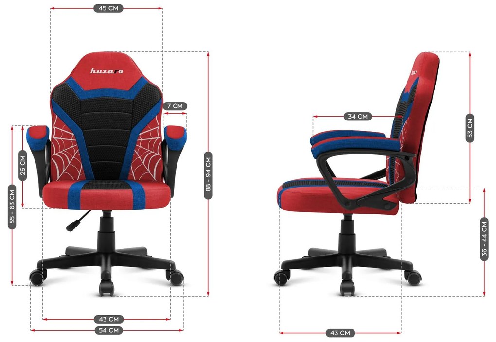 Scaun gaming pentru copii Rover 1 (negru + roșu + albastru). 1087542