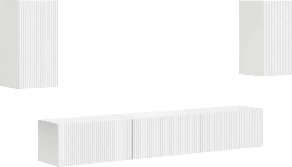 vidaXL Set comodă TV Pe perete 5 pcs Alb Lemn compozit