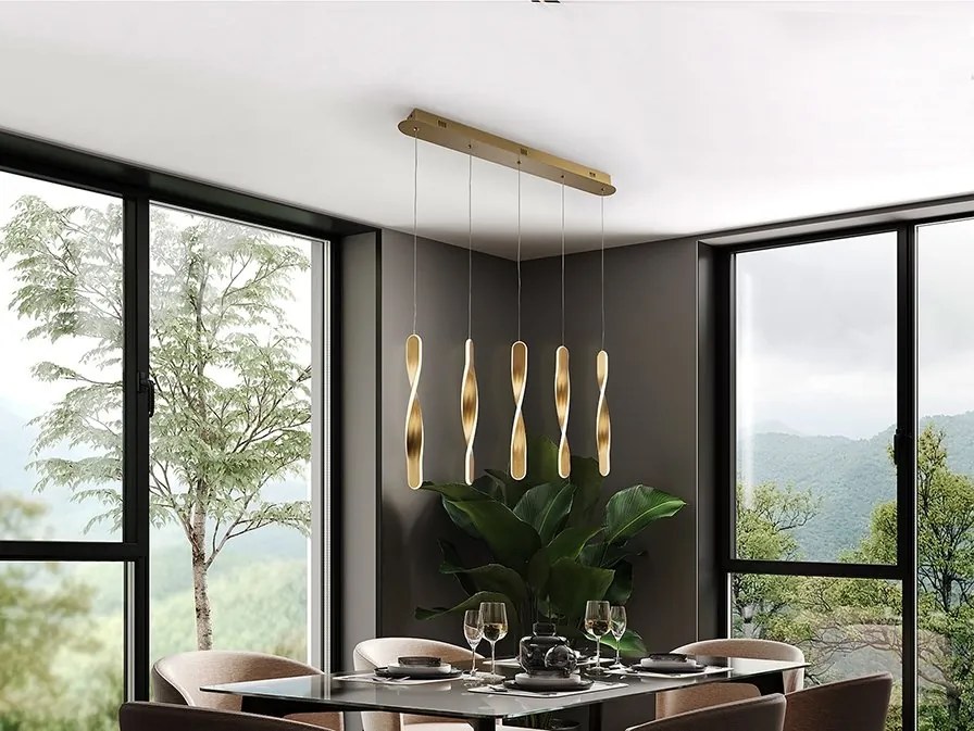 Lustra LED suspendata design modern Twist auriu