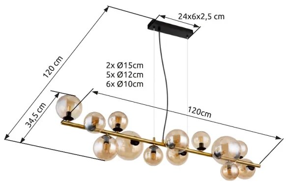 Globo 56135-13H - Lustru LED pe cablu RIHA 13xG9/3,5W/230V alamă