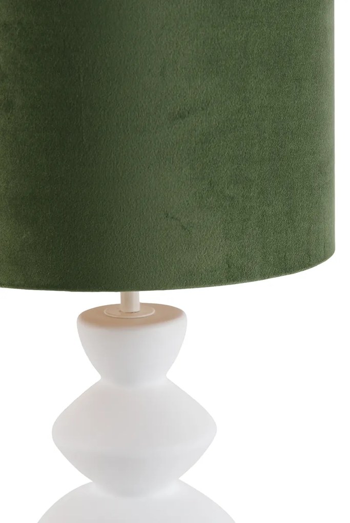 Lampă de masă de design cu abajur din catifea alb, verde cu aur 25 cm - Alisia