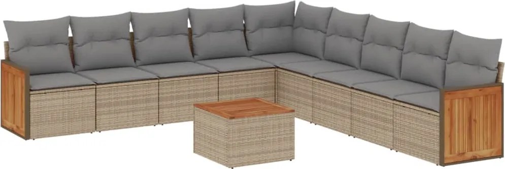 vidaXL Set canapele de grădină cu perne, 10 piese, bej, poliratan