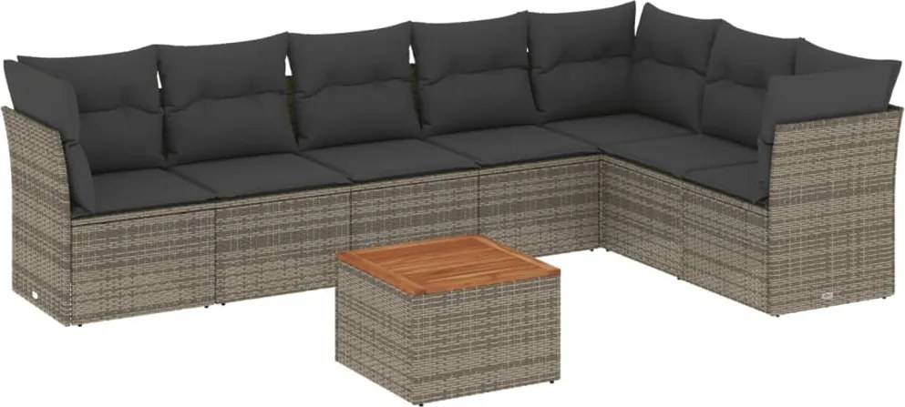 vidaXL Set canapele de grădină cu perne, 8 piese, gri, poliratan