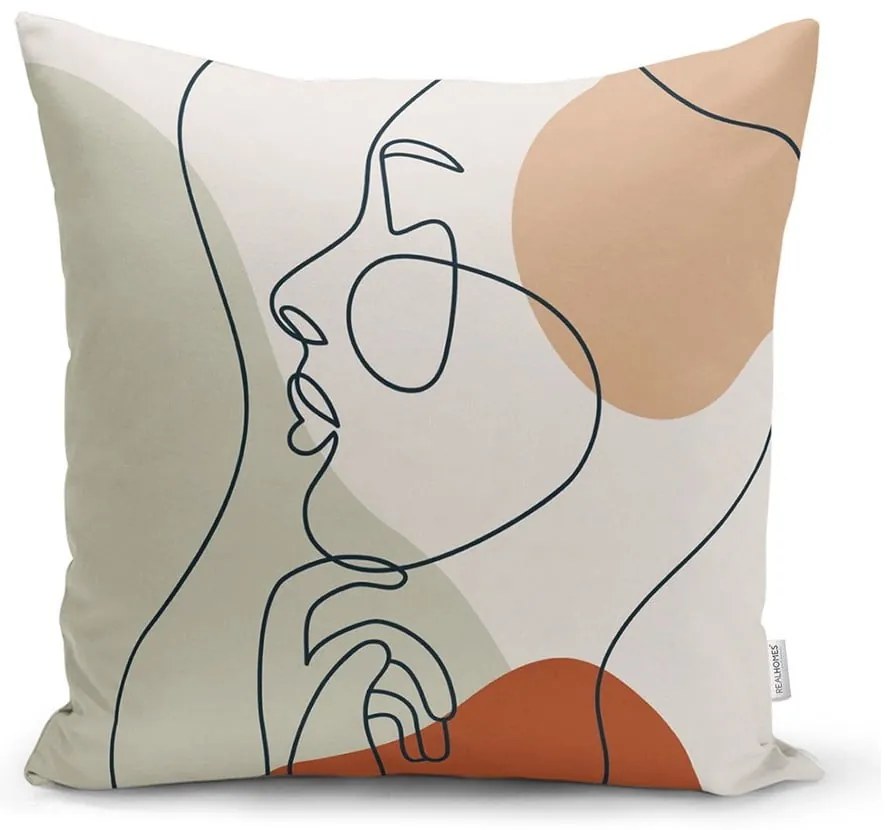 Față de pernă Minimalist Cushion Covers Pastel Drawing Face, 45 x 45 cm