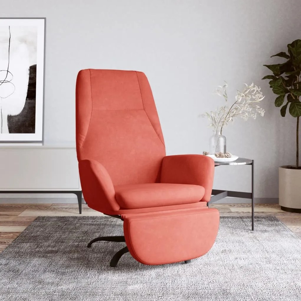 3097852 vidaXL Scaun de relaxare cu taburet, roz, catifea