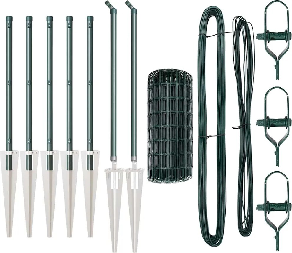 vidaXL Gard cu Stâlp Verde 0,6 x 10 m Oțel și PVC