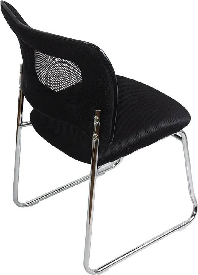 Scaun vizitator negru HRC 613F mesh cu cadru cromat tip sanie