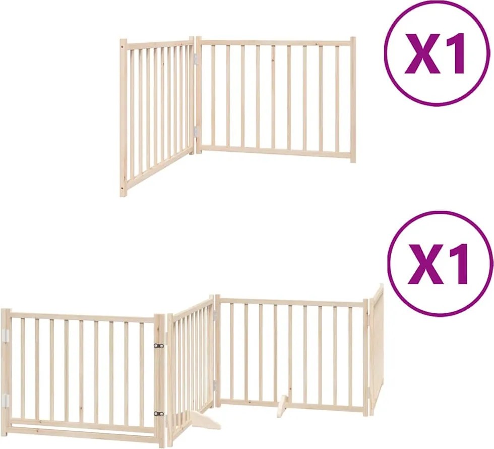 vidaXL Poartă de câini pliabilă cu ușă, 6 panouri, 480 cm, lemn plop