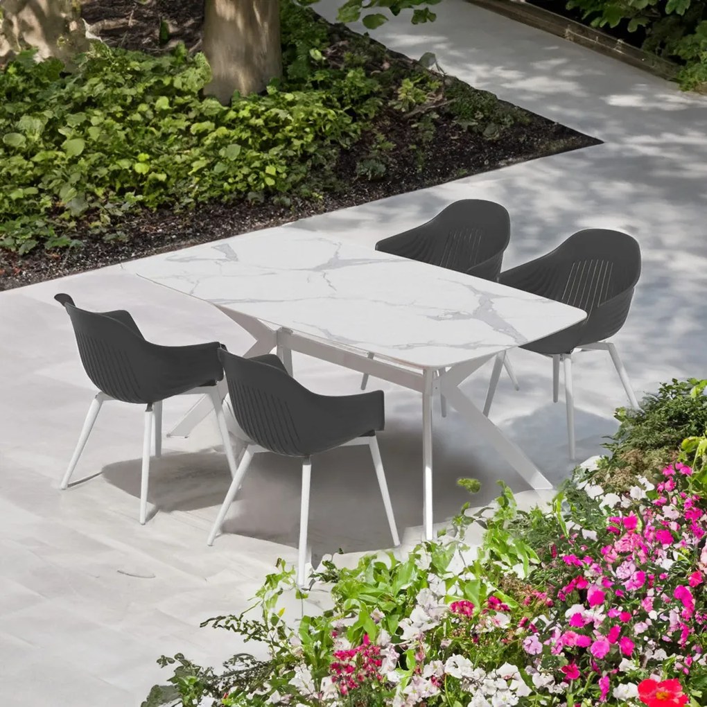 Masă de grădină Ballena cu blat de sticlă