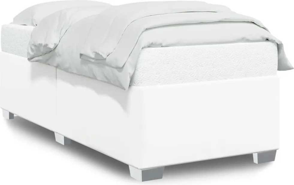 vidaXL Cadru de pat, alb, 90x190 cm, piele ecologică