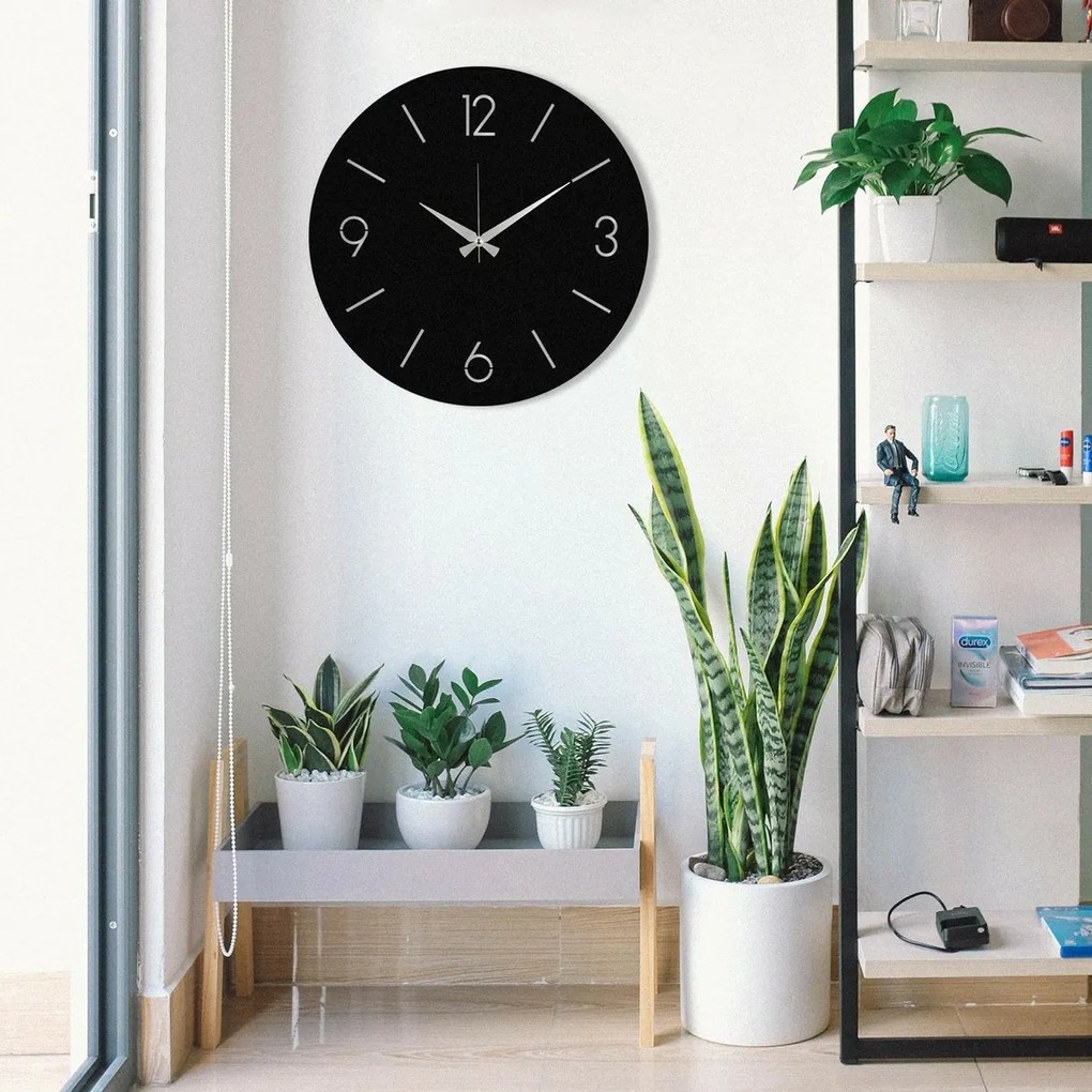 Ceas de perete Trevwela, Black , 48 x 48 cm