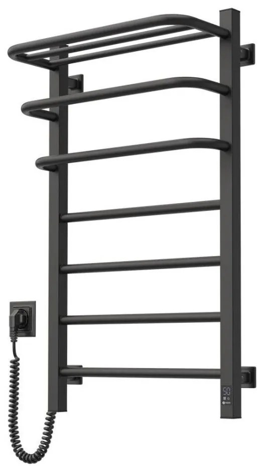 Radiator electric pentru baie cu termostat FORTIS 350W/230V 80,6 cm IP44 negru, cu montare pe partea stângă