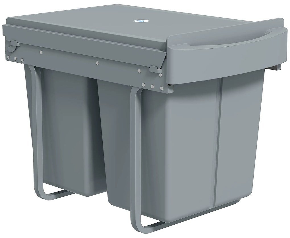 HOMCOM Coș de gunoi retractabil sub chiuvetă, 2 găleți de 20L, Gri | Aosom Romania