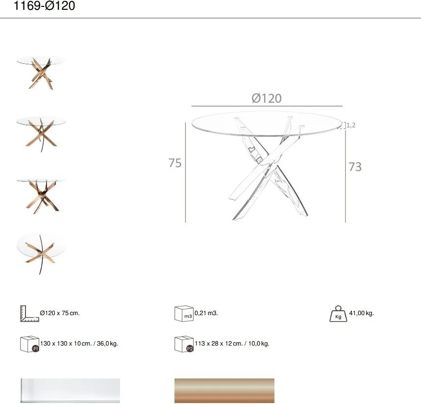 Masa rotunda design modern Veola auriu roze 120cm