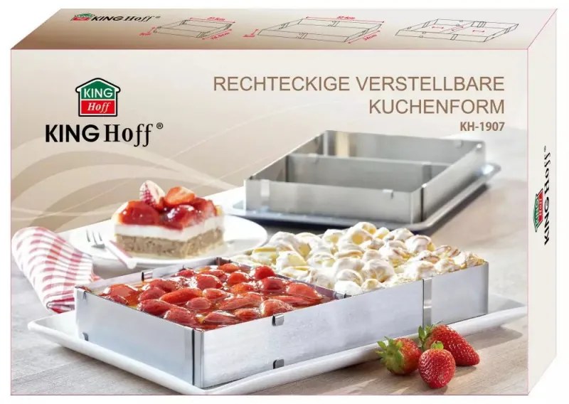 Forma de copt Kinghoff KH 1907, Reglabila 27,5-52,4 cm, Otel inoxidabil, Argintiu