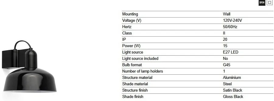 Aplica de perete metal TATAWIN negru