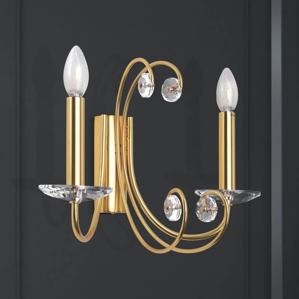Aplica de perete stil clasic cu cristal K9 ARIANE 2L aurie