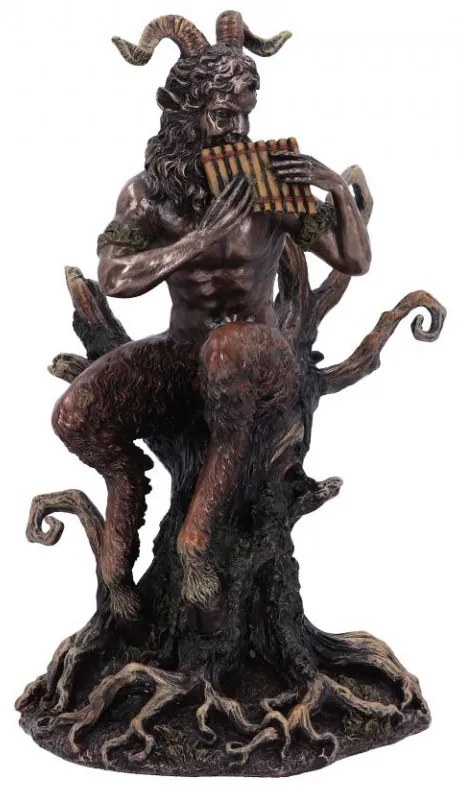Statueta rasina si bronz, mitologia greaca, zeul Pan 24 cm