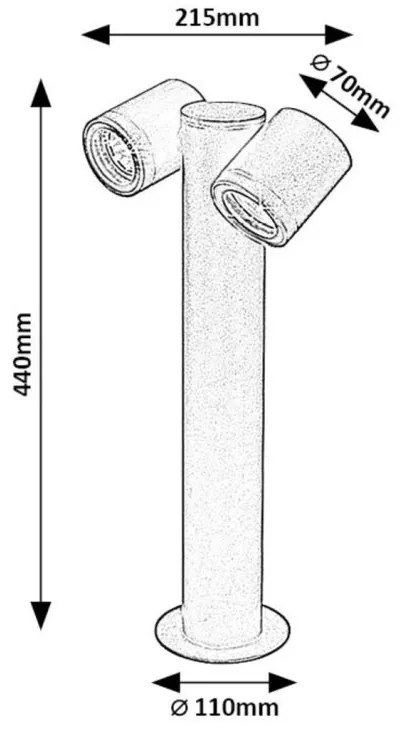 Stalp exterior cu Spoturi directionabile, Protectie IP44, Enol II GU10