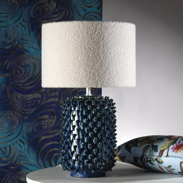 ONLI - Lampă de masă CERAMICA 1xE27/15W/230V 57 cm albastru/crem