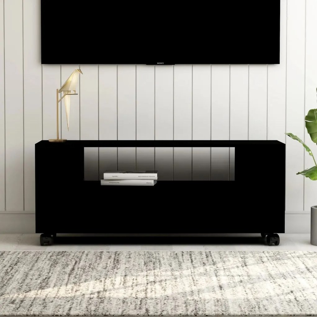 801347 vidaXL Comodă TV, negru, 120x35x48 cm, lemn prelucrat