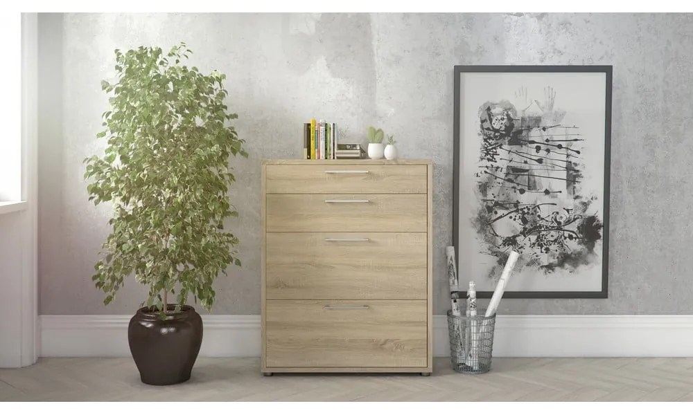 Bibliotecă modulară cu aspect de lemn de stejar 89x113 cm Prima – Tvilum