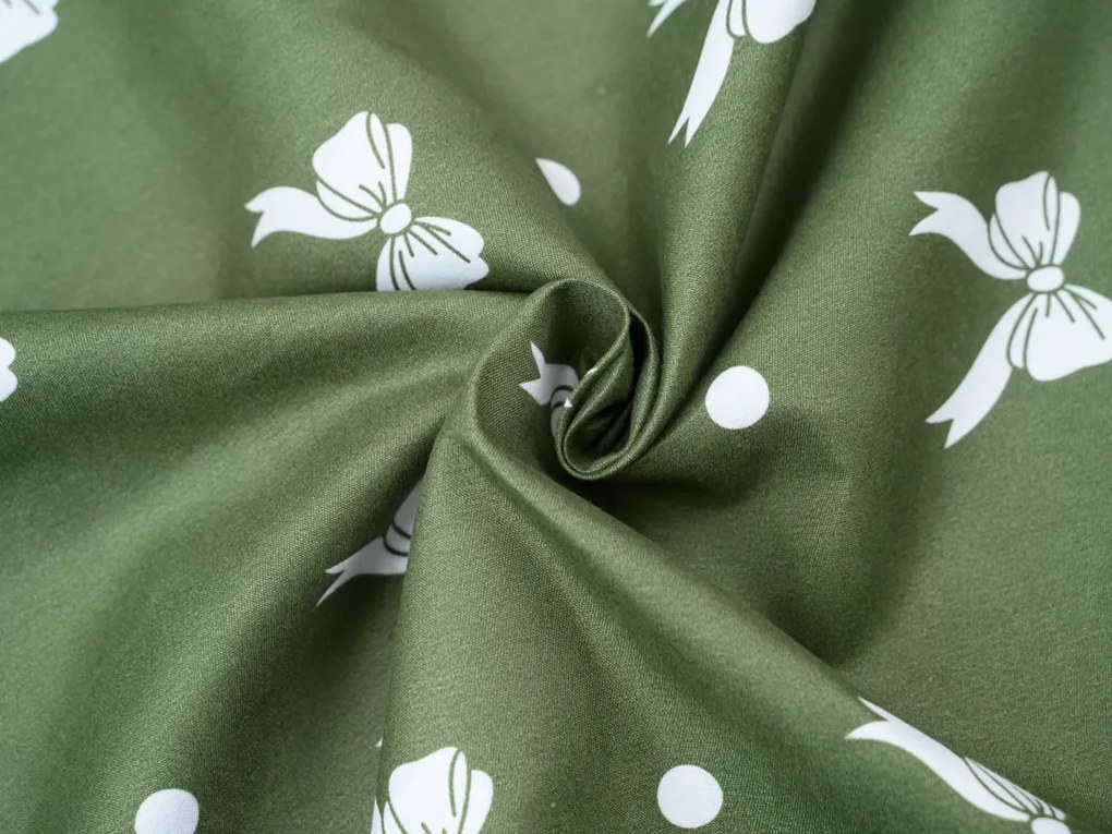 Lenjerie din microflanel WHITE BOW verde Dimensiune lenjerie de pat: 2 buc 70 x 90 cm | 200 x 220 cm