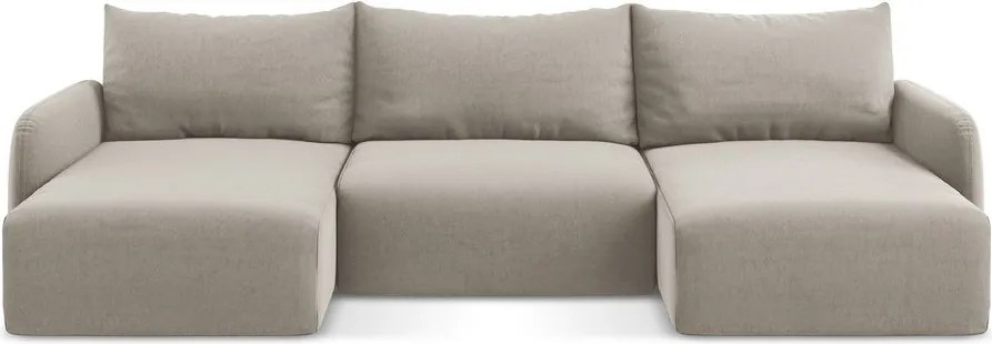 Colțar taupe extensibil/cu spațiu de depozitare cu tapițerie din catifea (în formă de "U") Kalena – Makamii