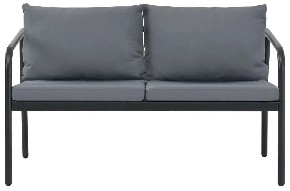 44699 vidaXL Canapea de grădină cu 2 locuri, cu perne, gri, aluminiu