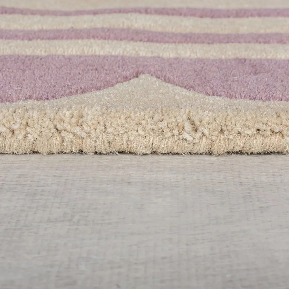 Covor mov/în culoare naturală țesut manual rotund din lână ø 120 cm Lois Scallop – Flair Rugs
