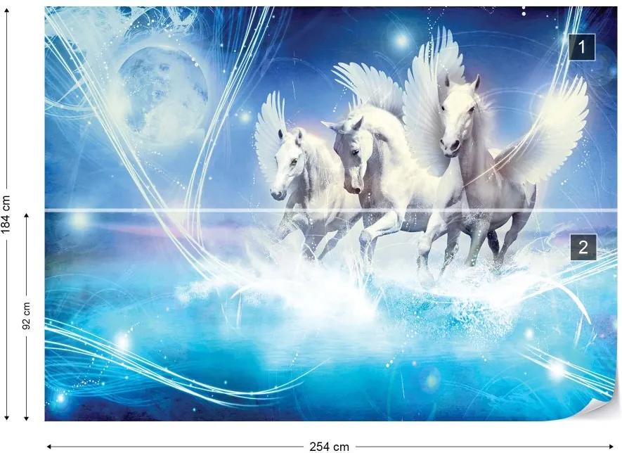 Fototapet GLIX - Winged Horses Pegasus Blue + adeziv GRATUIT Tapet nețesute - 254x184 cm