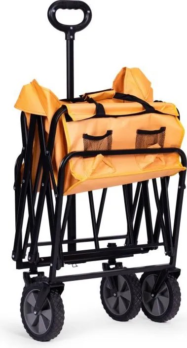 Cărucior de transport pliabil 100 kg – cărucior de grădină și plajă cu roți Portocalie