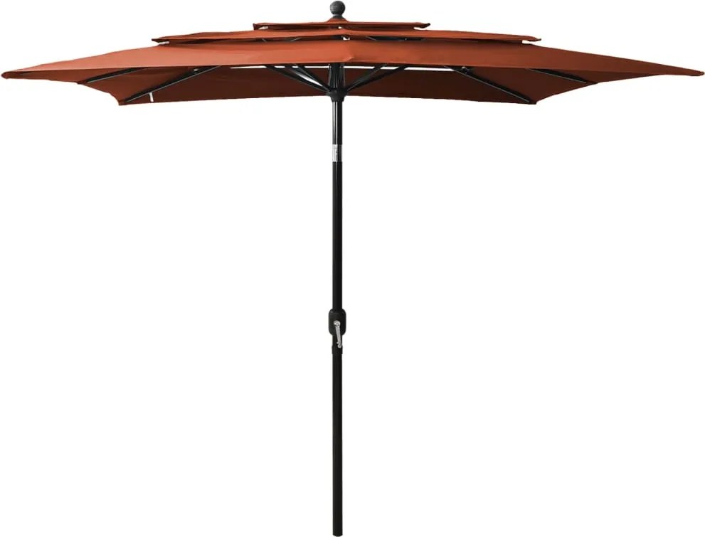 vidaXL Umbrelă de soare 3 niveluri, stâlp aluminiu cărămiziu 2,5x2,5 m